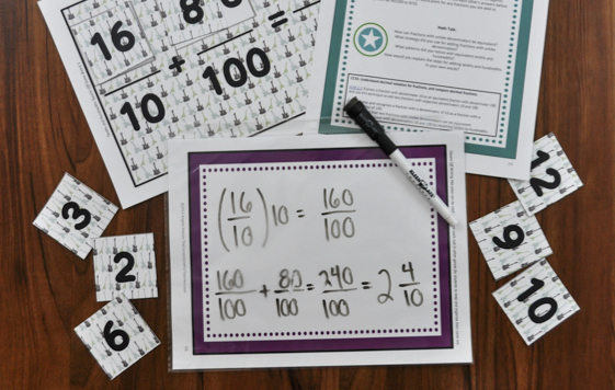 I like to laminate the materials so students can use them with dry erase markers–it’s more fun for them, and means less photocopying for me.